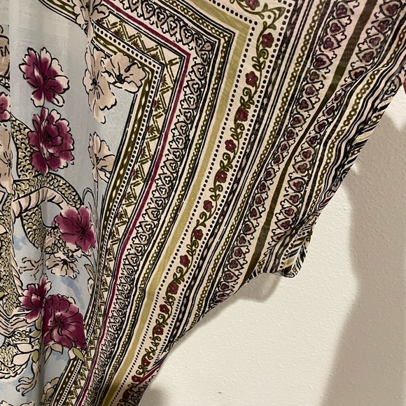 Women’s sheer Kimono or swimsuit cover with dragon print design.  2X - Picture 3 of 5